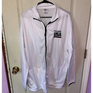 Team USA Olympic White Embroidered Zip Warm Up Jacket Men's Size 2X 2XL